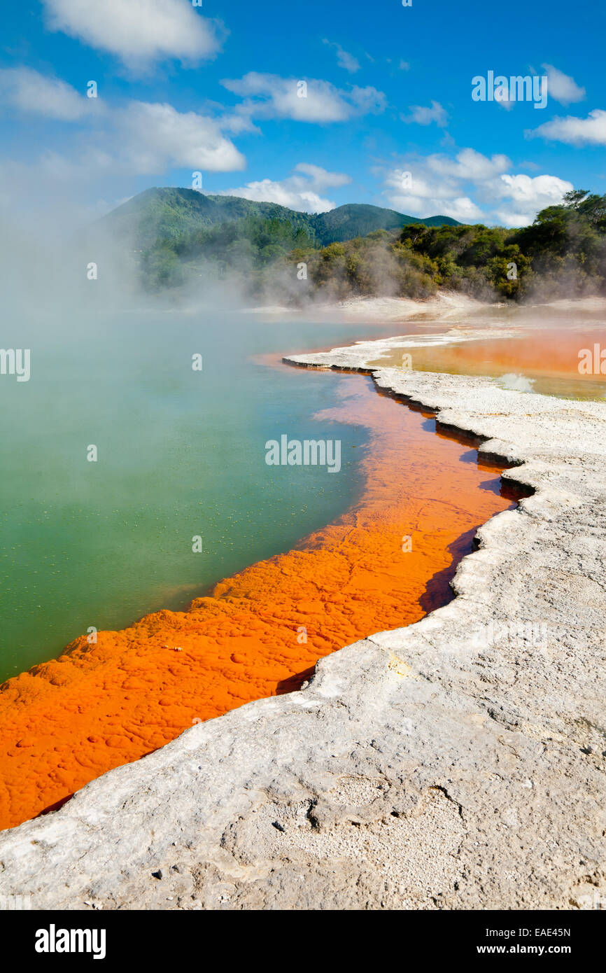 Champagne Pool at Wai-O-Tapu  geothermal area in  New Zealand Stock Photo