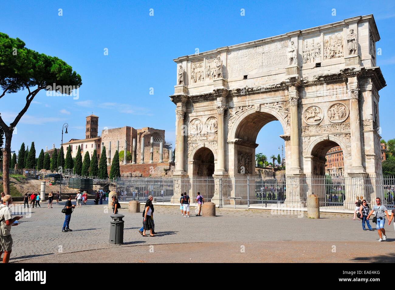 Roman triumphal arch, Arch of Constantine, Rome, Lazio, Italy Stock Photo