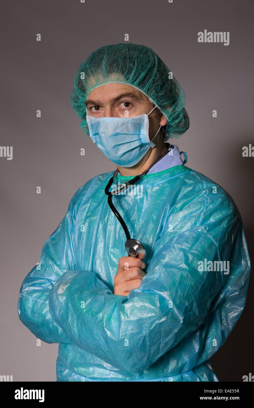 young mal doctor, on a dark background Stock Photo Alamy