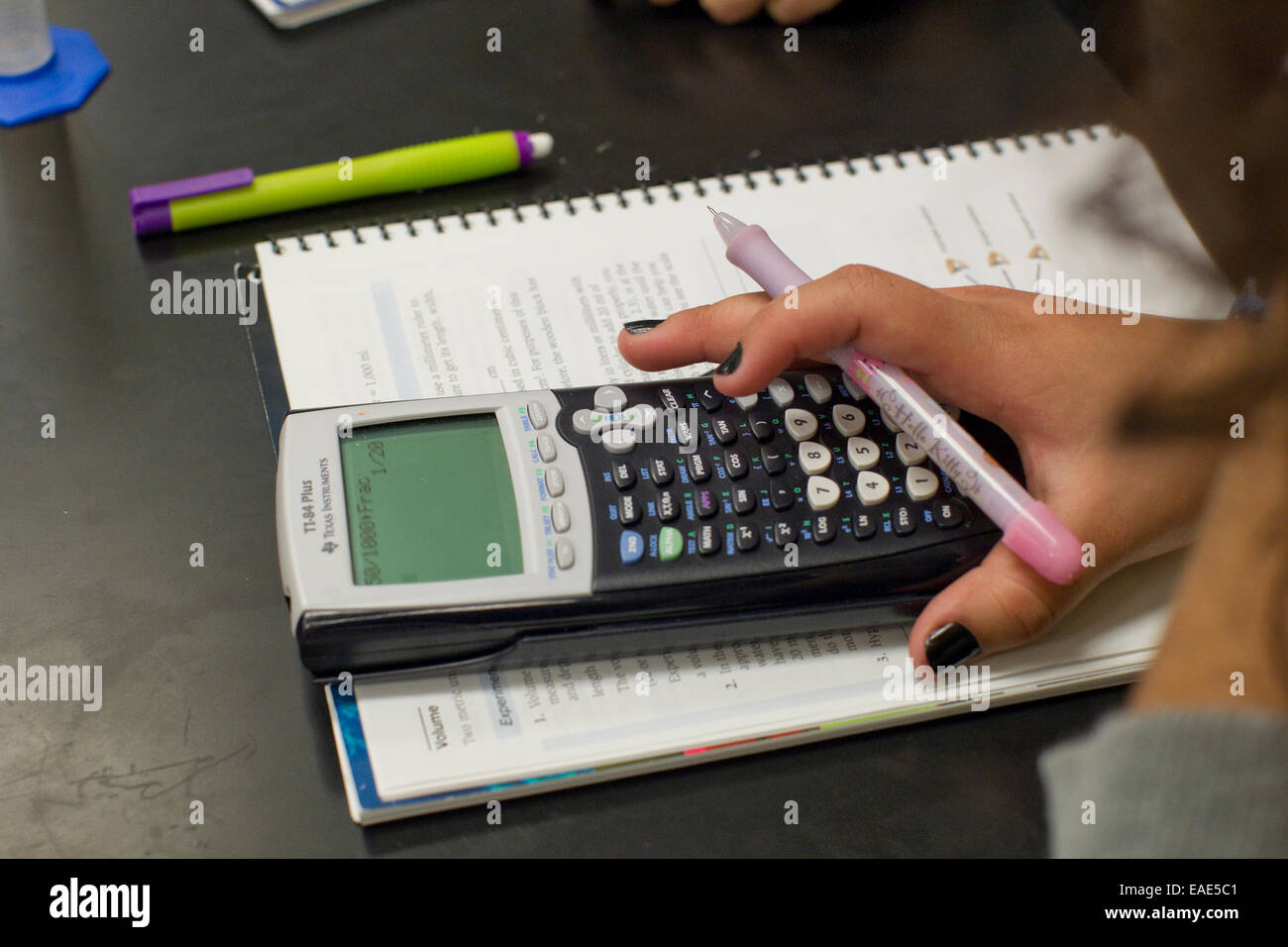Student in math class at Achieve Early College High School in McAllen, Texas on the campus of South Texas College. Stock Photo