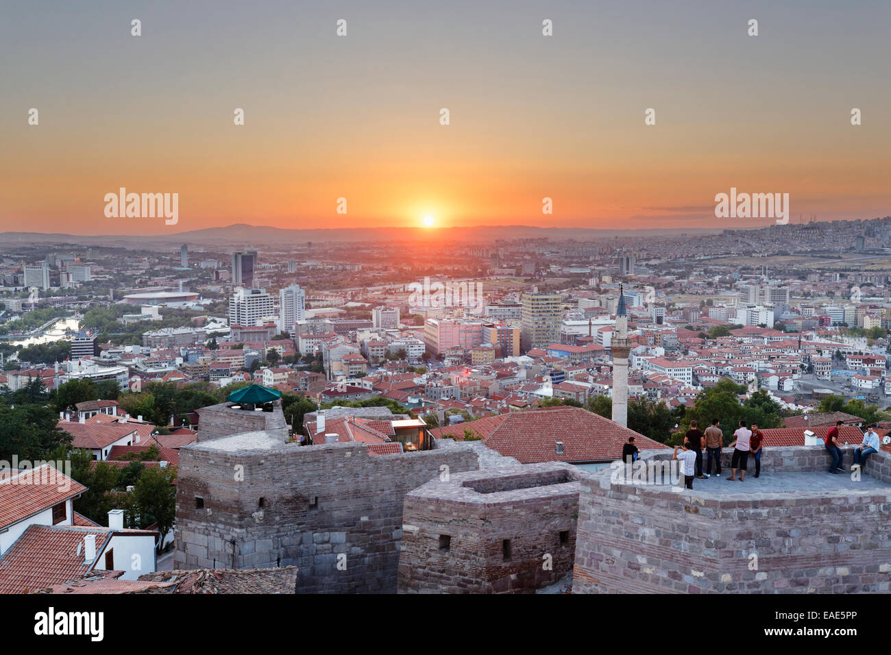 Sunset, Ankara Kalesi Castle, Ulus, Ankara, Central Anatolia Region, Anatolia, Turkey Stock Photo