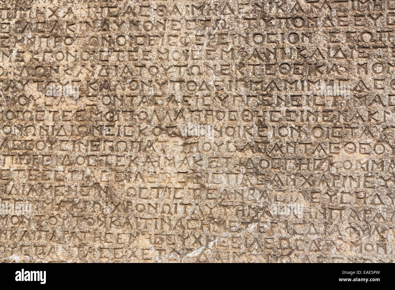 Historic inscription of Antiochus I at Site III, Arsameia on the Nymphaios or Eski Kale, Commagene, Nemrut Dagi National Park Stock Photo