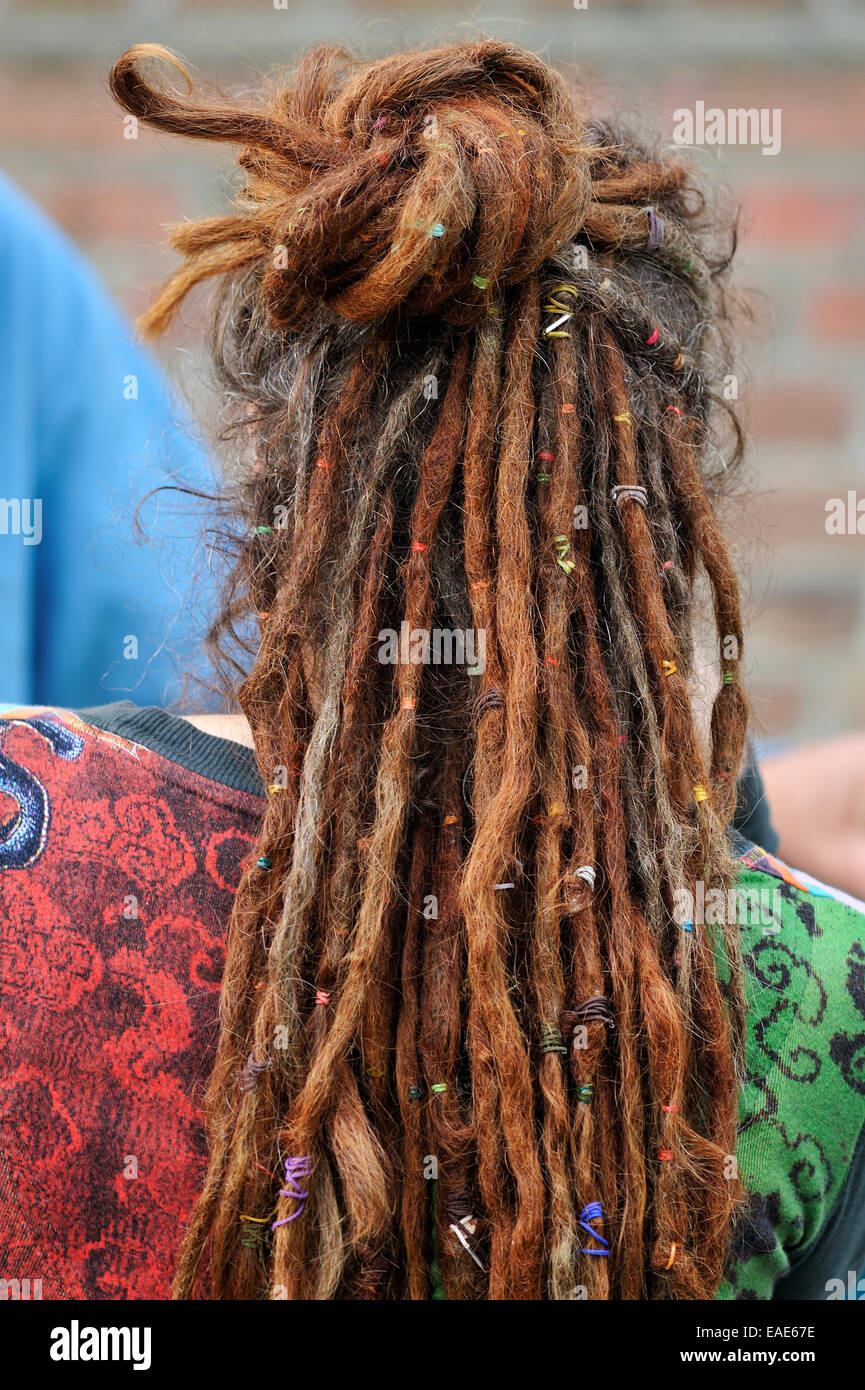 Dreadlocks, hairstyle of a young woman, Mecklenburg-Western Pomerania, Germany Stock Photo