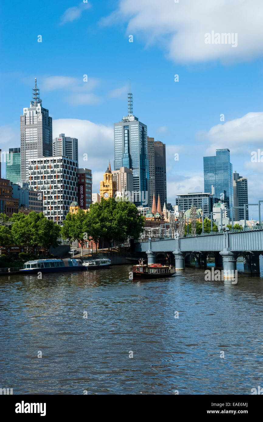 High rise buildings on the Yarra river, Melbourne, Victoria, Australia Stock Photo