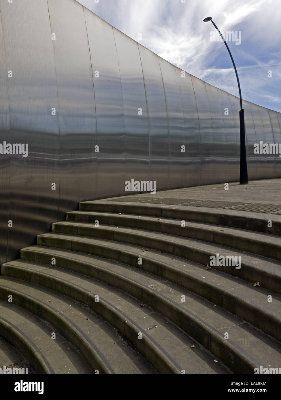 Cutting Edge sculpture and steps in Sheaf Square, Sheffield, near