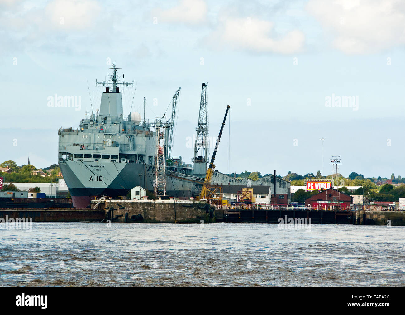 RFA Appleleaf in dry dock at Birkenhead Stock Photo Alamy