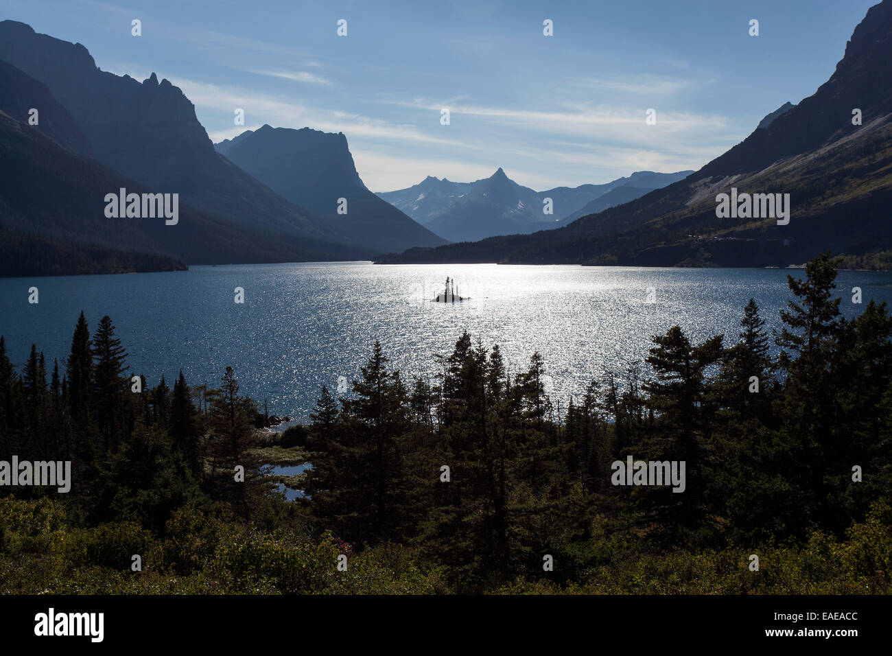 Saint Mary Lake, Glacier National Park, Montana, United States Stock Photo