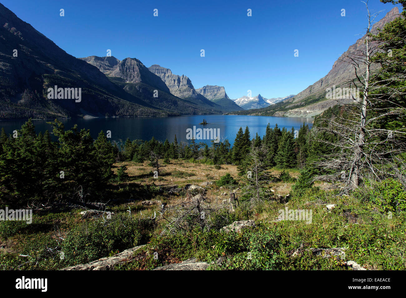 Saint Mary Lake, Glacier National Park, Montana, United States Stock Photo