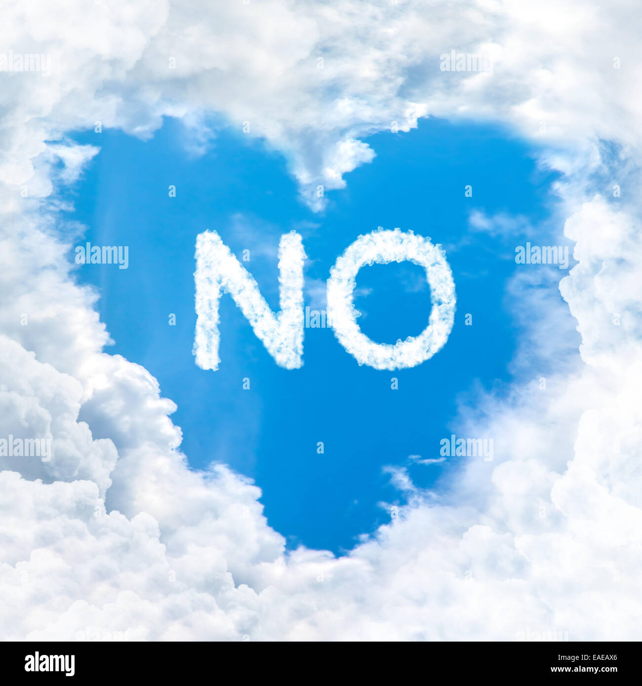 no word nature on blue sky inside love heart cloud form Stock Photo