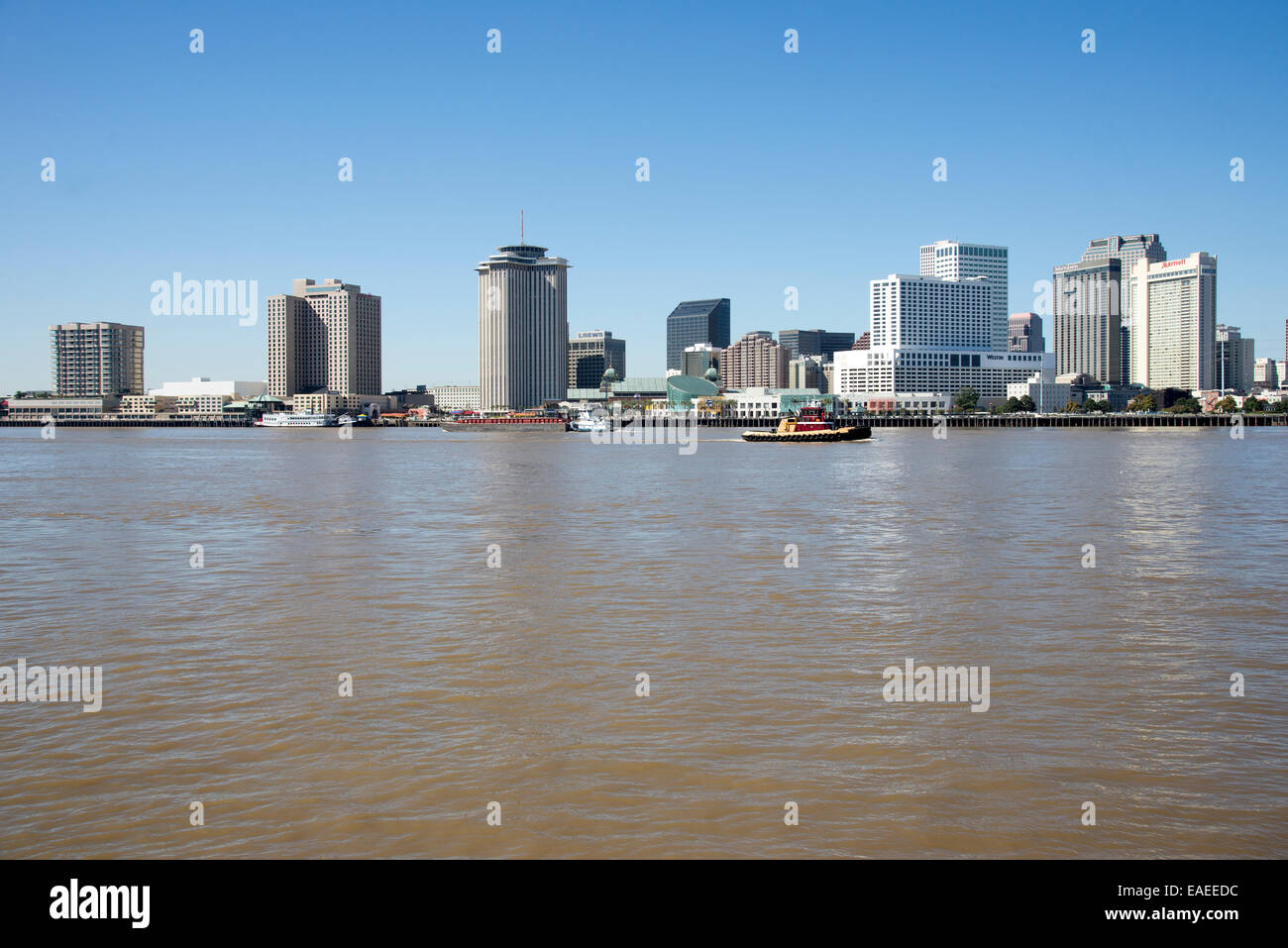 Waterfront buildings New Orleans on the Mississippi River Louisiana USA