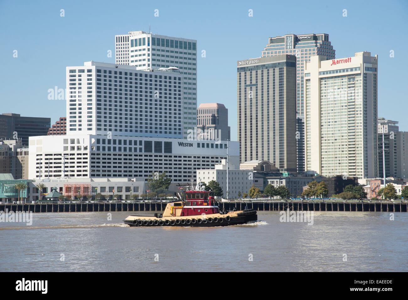 Waterfront buildings New Orleans on the Mississippi River Louisiana USA