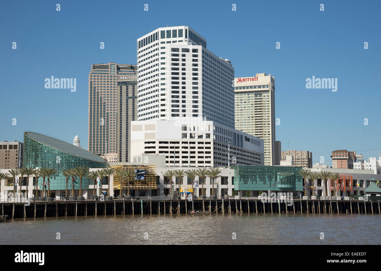 New Orleans waterfront properties Westin Sheraton Marriott hotels.New Orleans on the Mississippi