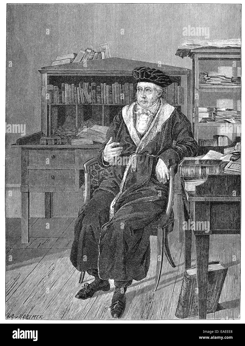 Georg Wilhelm Friedrich Hegel, 1770 - 1831, a German philosopher of German Idealism, Portrait von Georg Wilhelm Friedrich Hegel, Stock Photo