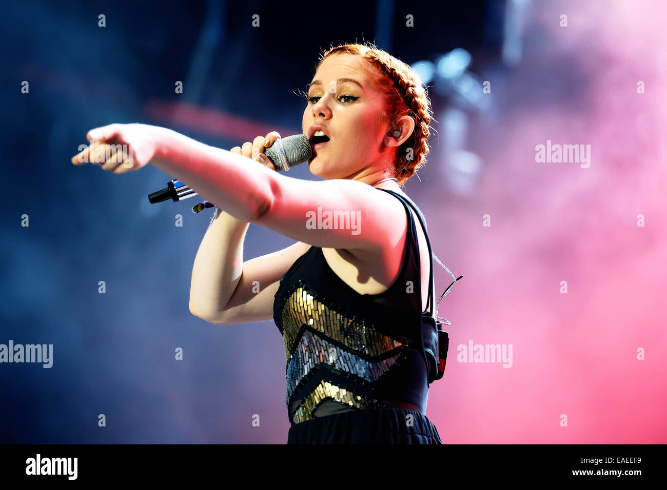 BENICASSIM, SPAIN - JULY 19 Katy B (English singer and songwriter) concert at FIB Festival on July 19, 2014 in Benicassim. Stock Photo