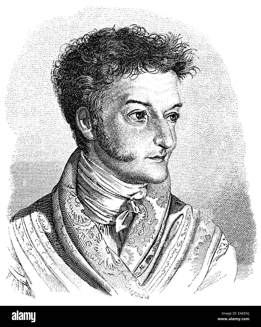 Ernst Theodor Amadeus Hoffmann or E. T. A. Hoffmann, 1776 - 1822,  a German Romantic author of fantasy and horror, a jurist, com Stock Photo