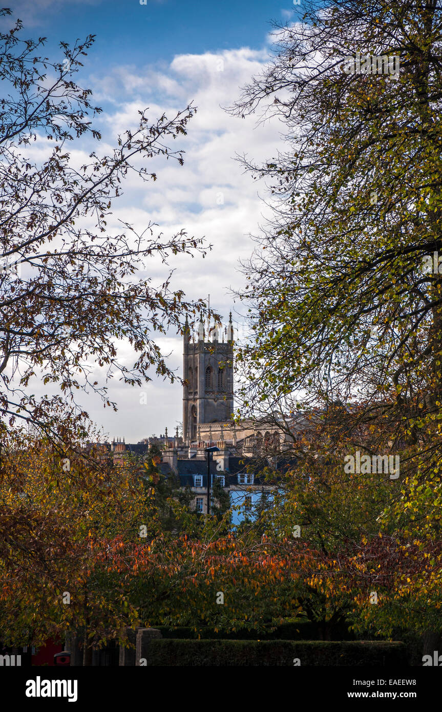 Saint St Saviour's Chuch in Larkhall Bath Somerset seen through autumn