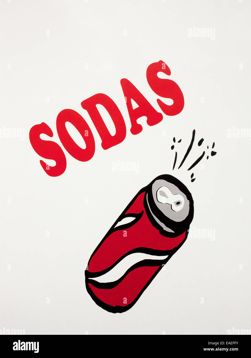 hand painted sign advertising soda for sale Stock Photo