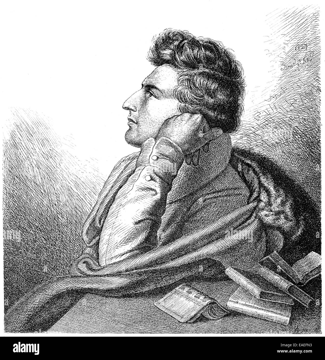 portrait of Christian Johann Heinrich Heine, 1797 - 1856, a German poet, writer and journalist, Portrait von Christian Johann He Stock Photo