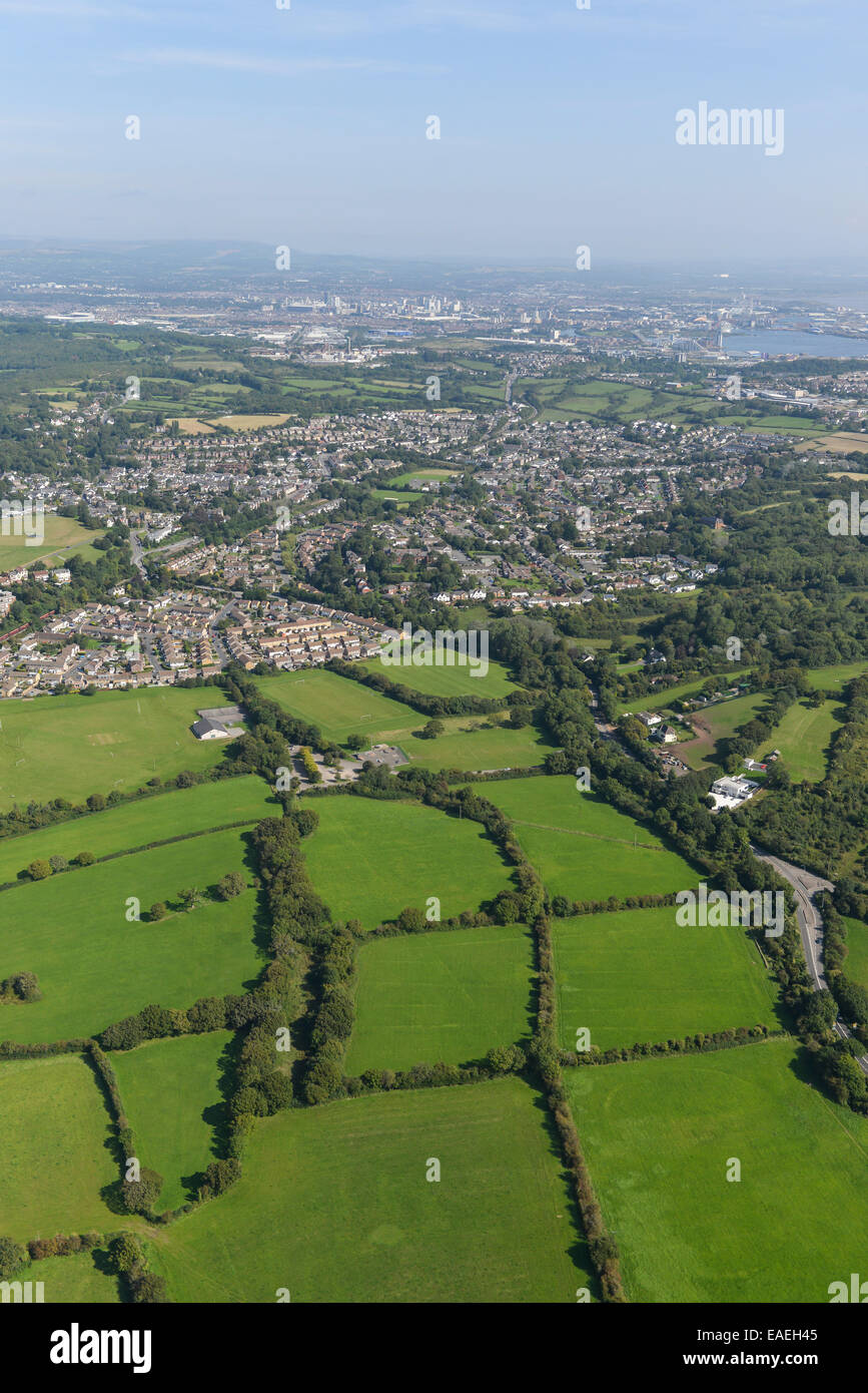An aerial view looking over the South Wales village of Dinas Powys with