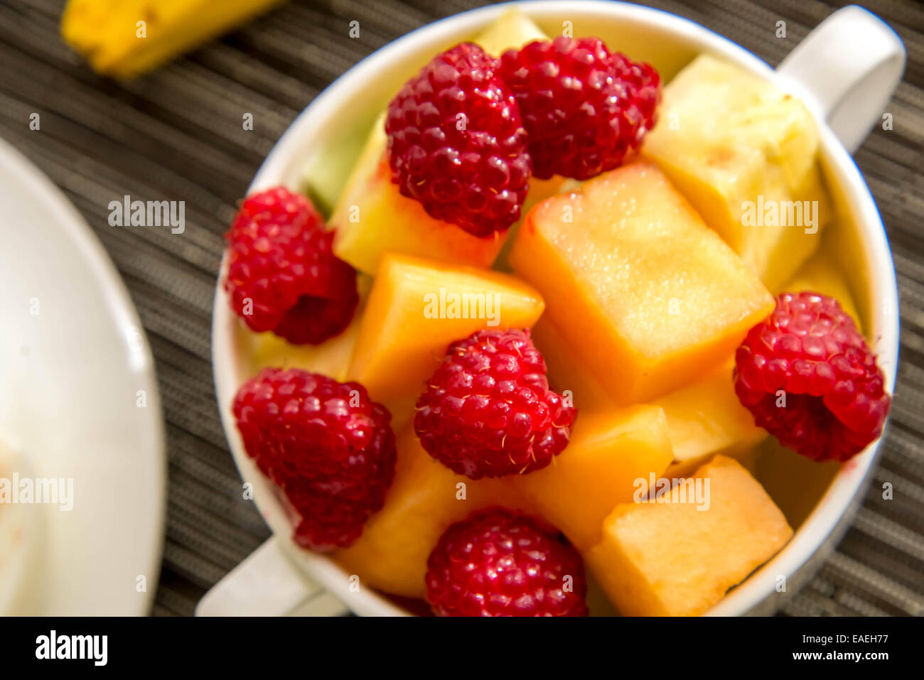 nutritious fresh fruit and orange juice breakfast Stock Photo Alamy