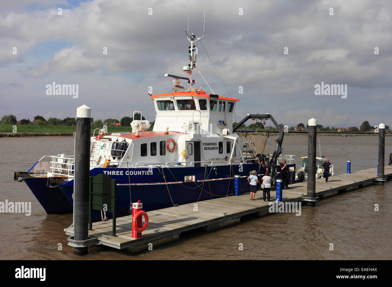 The Three Counties, fisheries research and support vessel at King's Lynn, Norfolk. Stock Photo