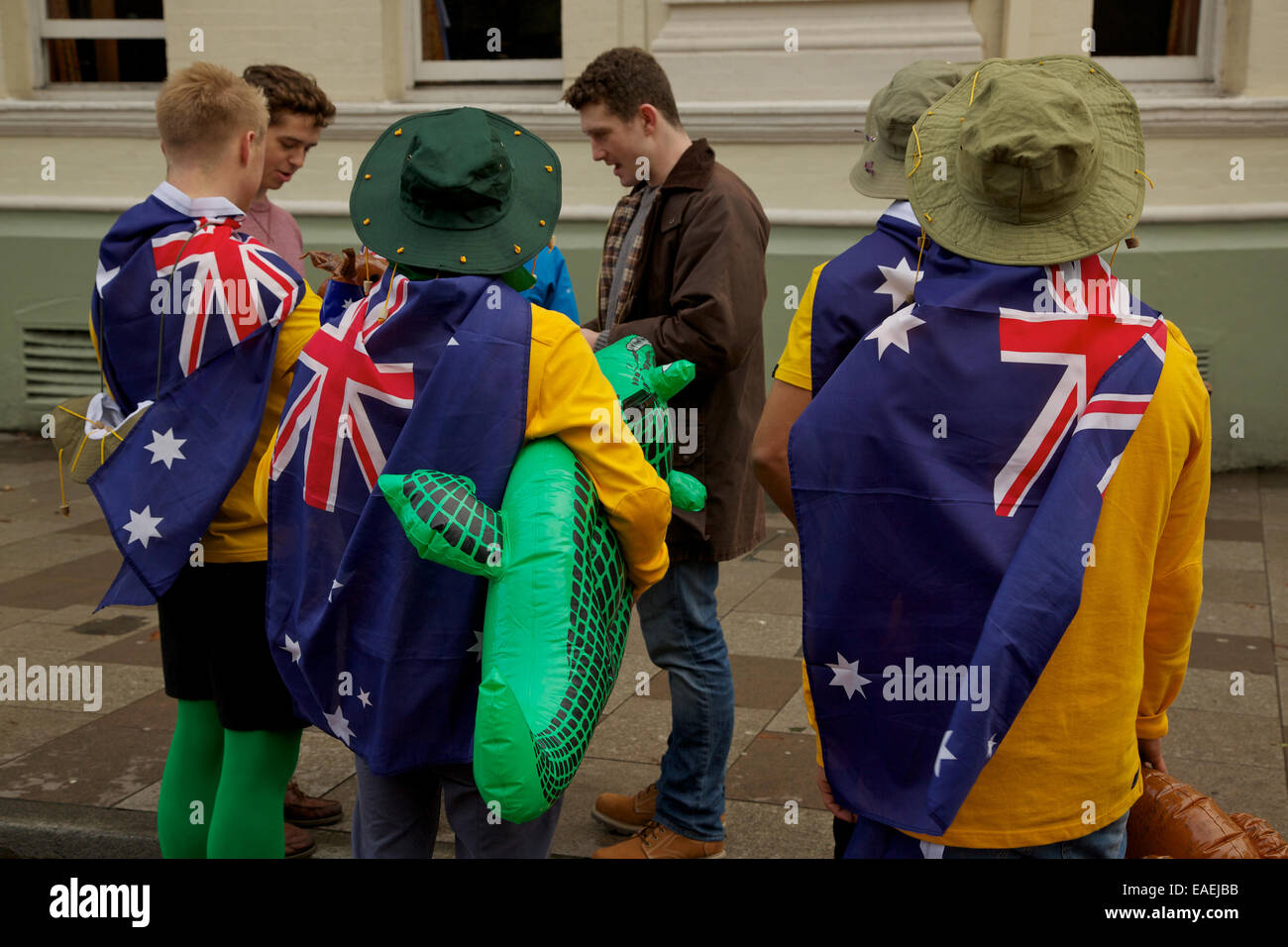 Australian Rugby Unoin supporterd before the opening game of the 'Autumn International sesaon' between Wales and Australia. Stock Photo