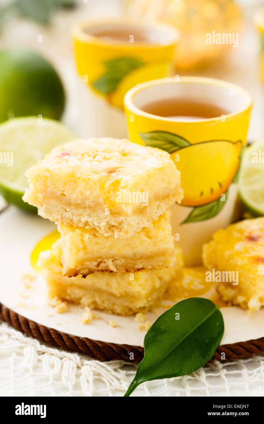 Lime and lemon bars Stock Photo