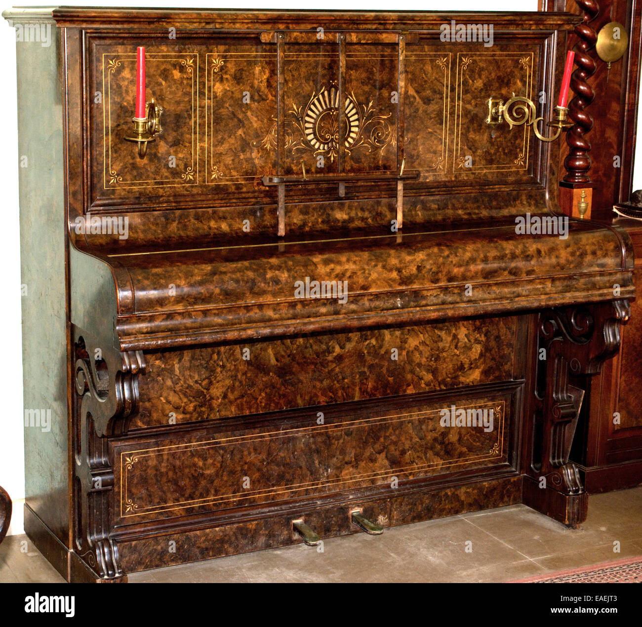 Late century Justin Browne upright iron grand piano Stock Photo Alamy