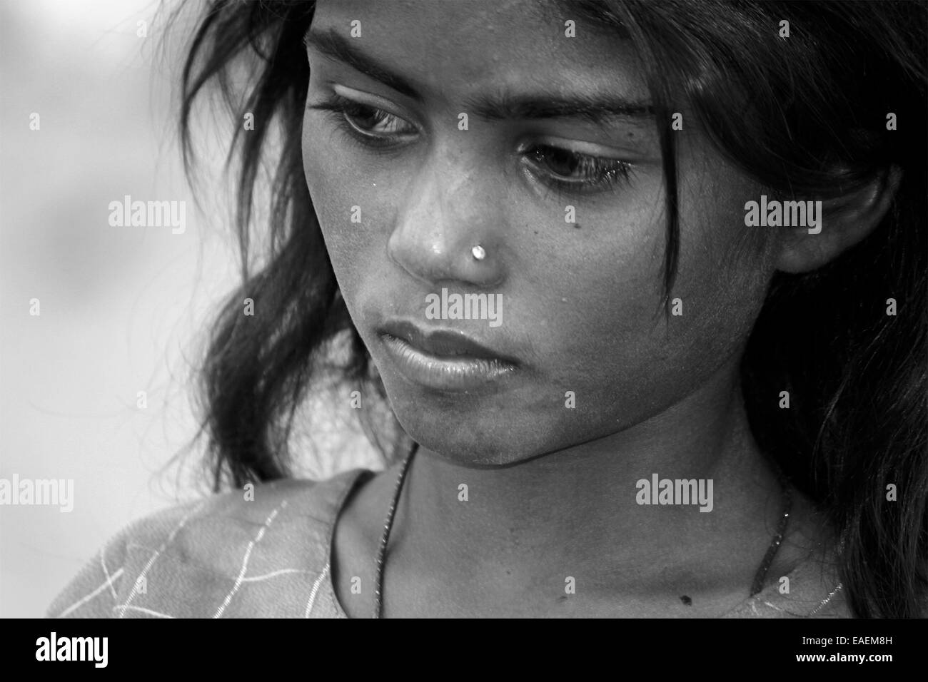 Child, girl, poor, villager, indian pushkar, Rajasthan, India. Stock Photo