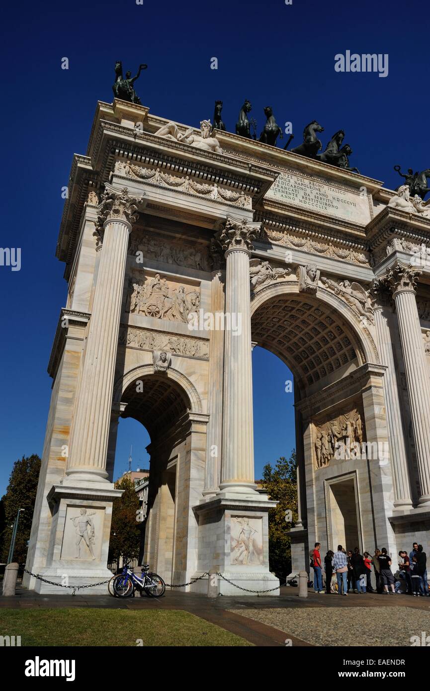 Arco della Pace (Arch of Peace), in Simplon square Stock Photo
