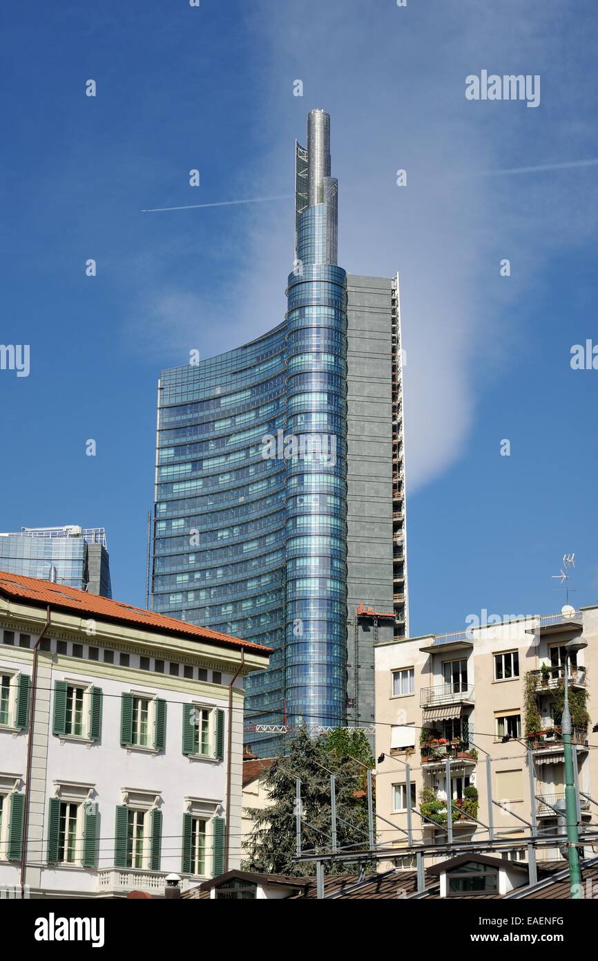 UniCredit Tower, Milan, headquarter of UniCredit Bank (unfinished) Stock Photo