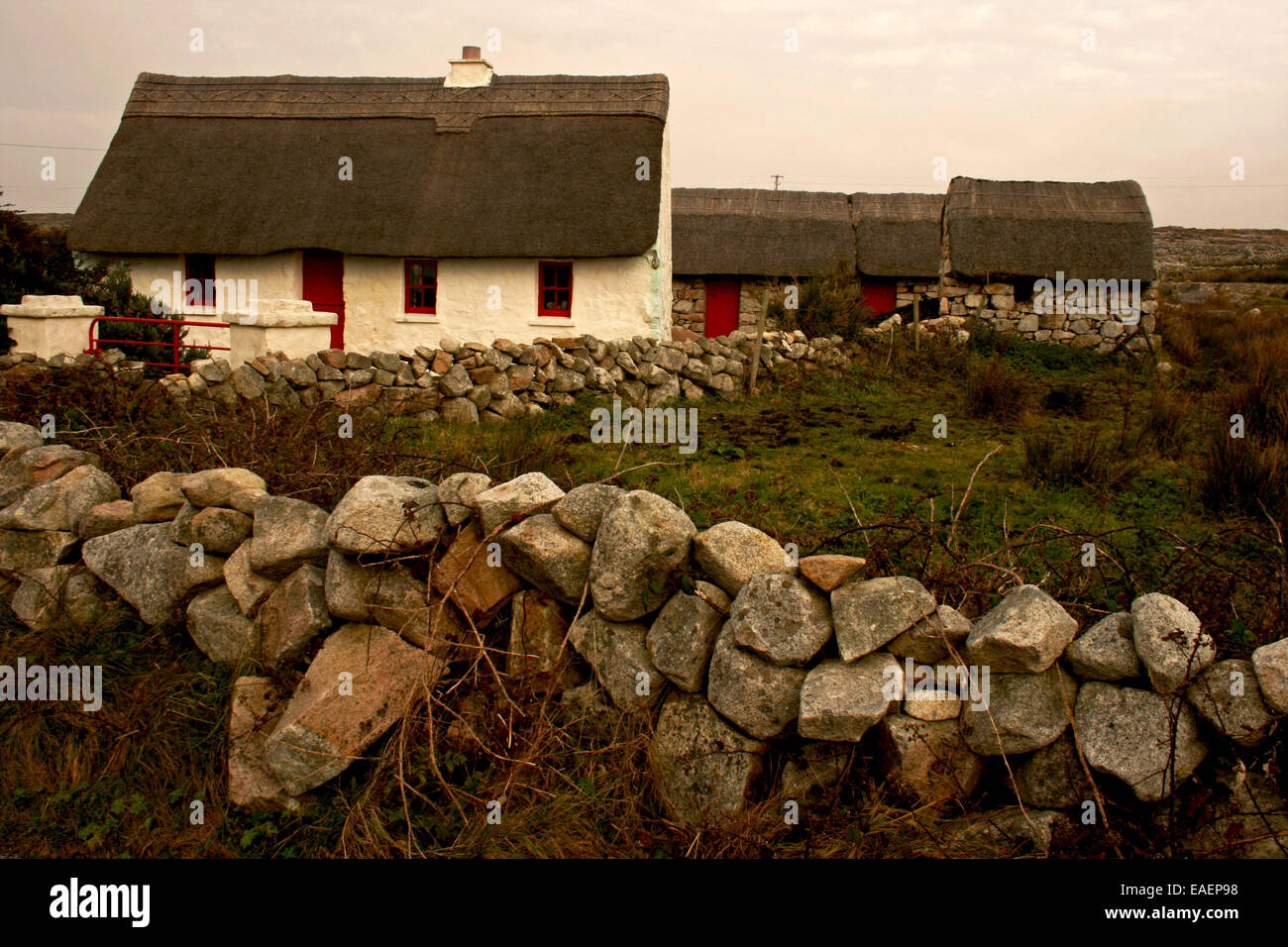 Traditional Irish cottages. Connemara, Ireland. Stock Photo
