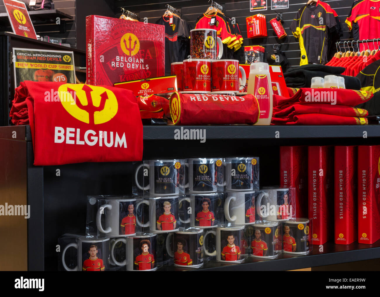Regalia of the Belgian National Soccer Team. Stock Photo