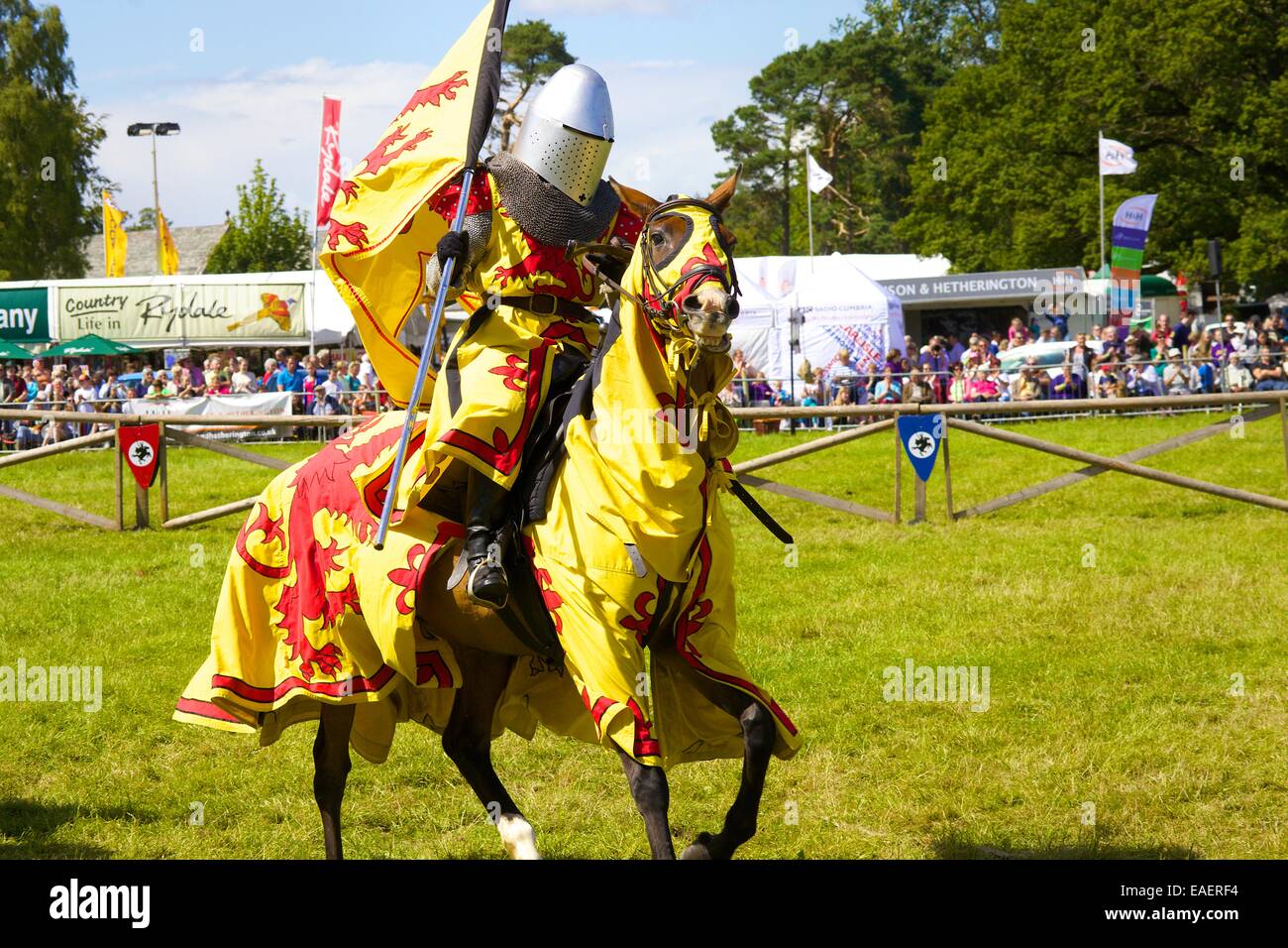 A Knight on horseback galloping round the show ring. Knights of the ...