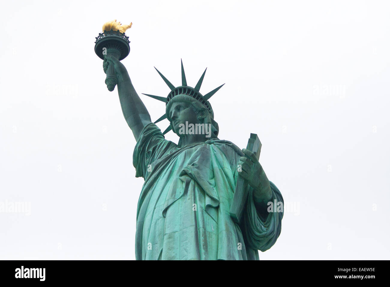 Freiheitsstatue Statue of Liberty New York Manhatten USA Architektur Wahrzeichen Beruehmt Amerika Attraktion Crown Krone Fackel Stock Photo