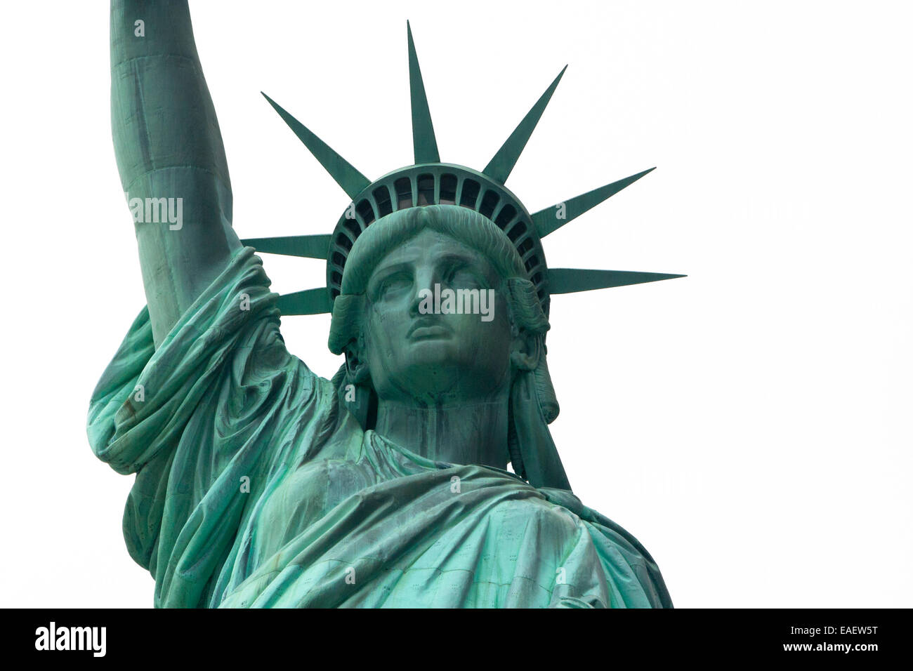 Freiheitsstatue Statue of Liberty New York Manhatten USA Architektur Wahrzeichen Beruehmt Amerika Attraktion Crown Krone Fackel Stock Photo