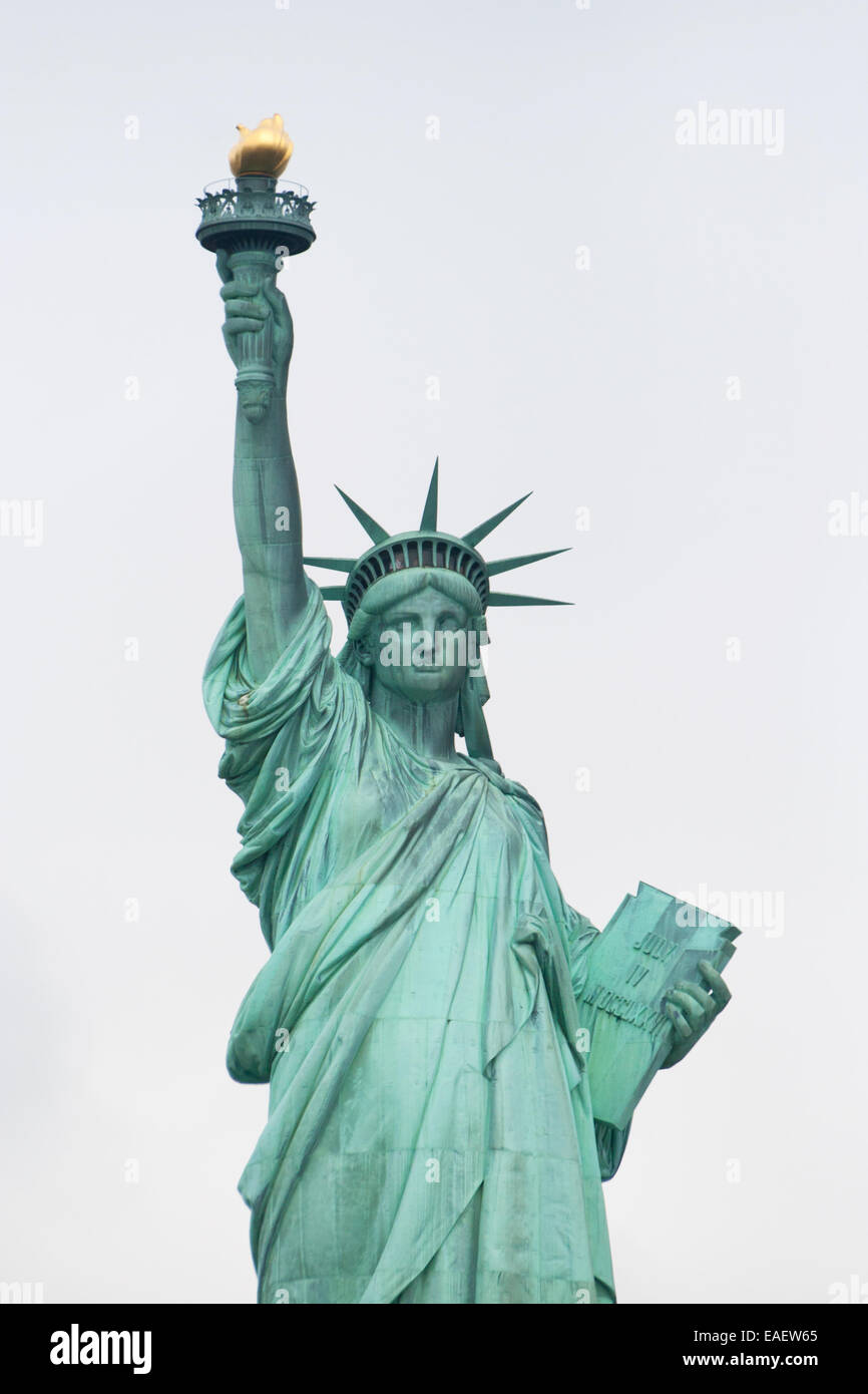 Freiheitsstatue Statue of Liberty New York Manhatten USA Architektur Wahrzeichen Beruehmt Amerika Attraktion Crown Krone Fackel Stock Photo
