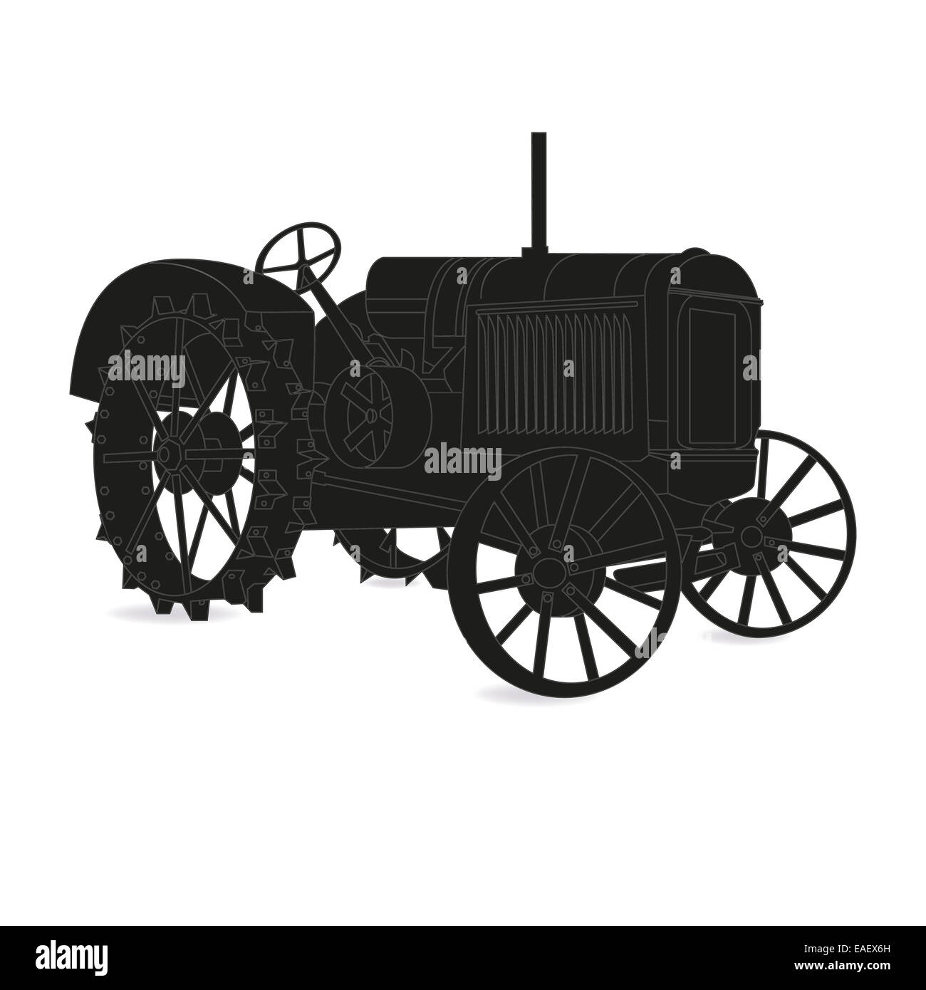 The silhouette of the old tractor in black and white Stock Photo - Alamy