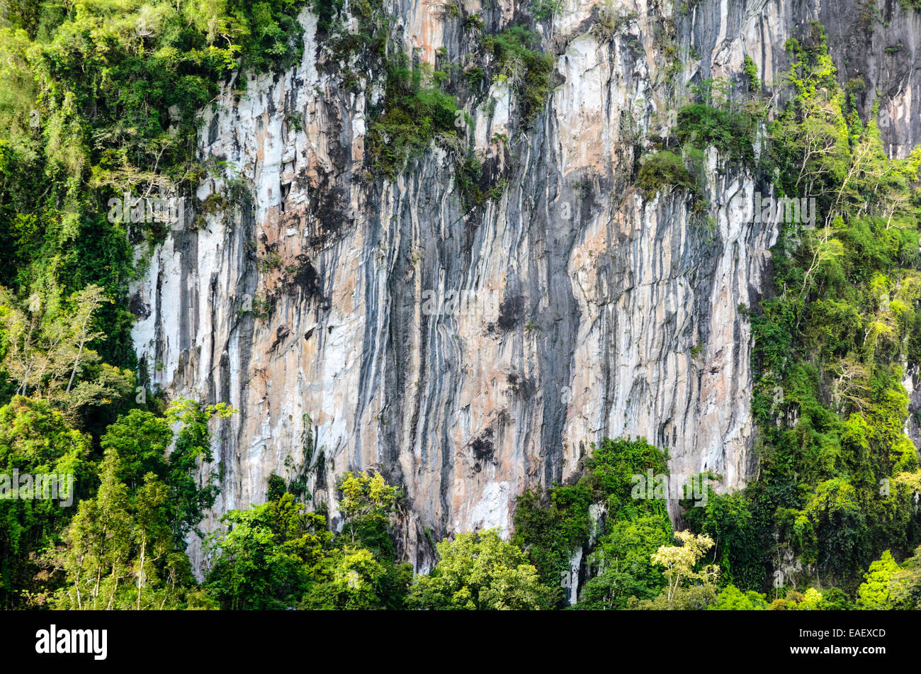 Stripes of rock cliff on limestone mountain Stock Photo