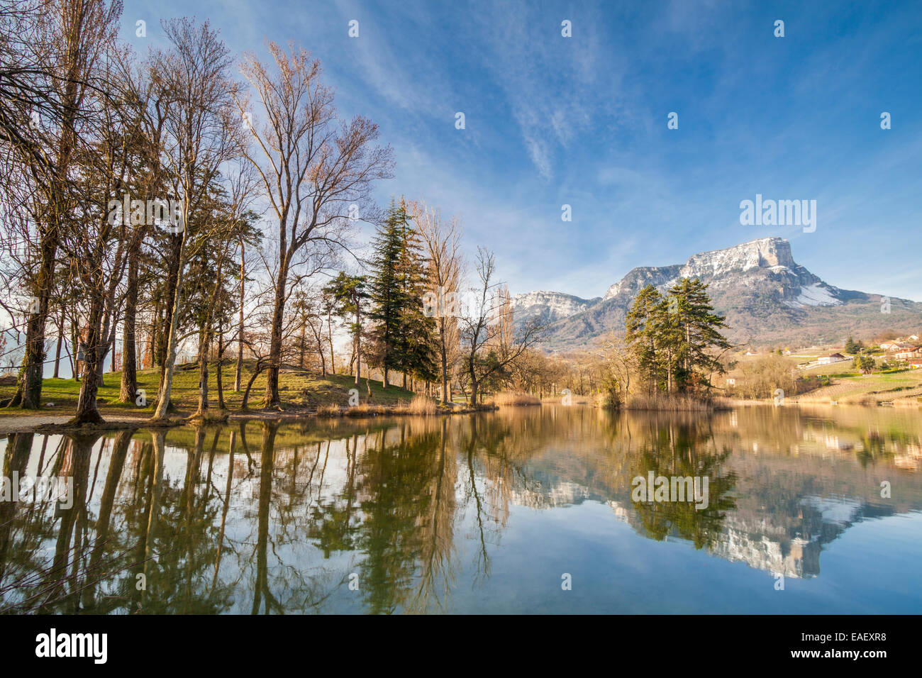 Lac de Saint André and Mont Granier, Les Marches. Savoie, France Stock Photo