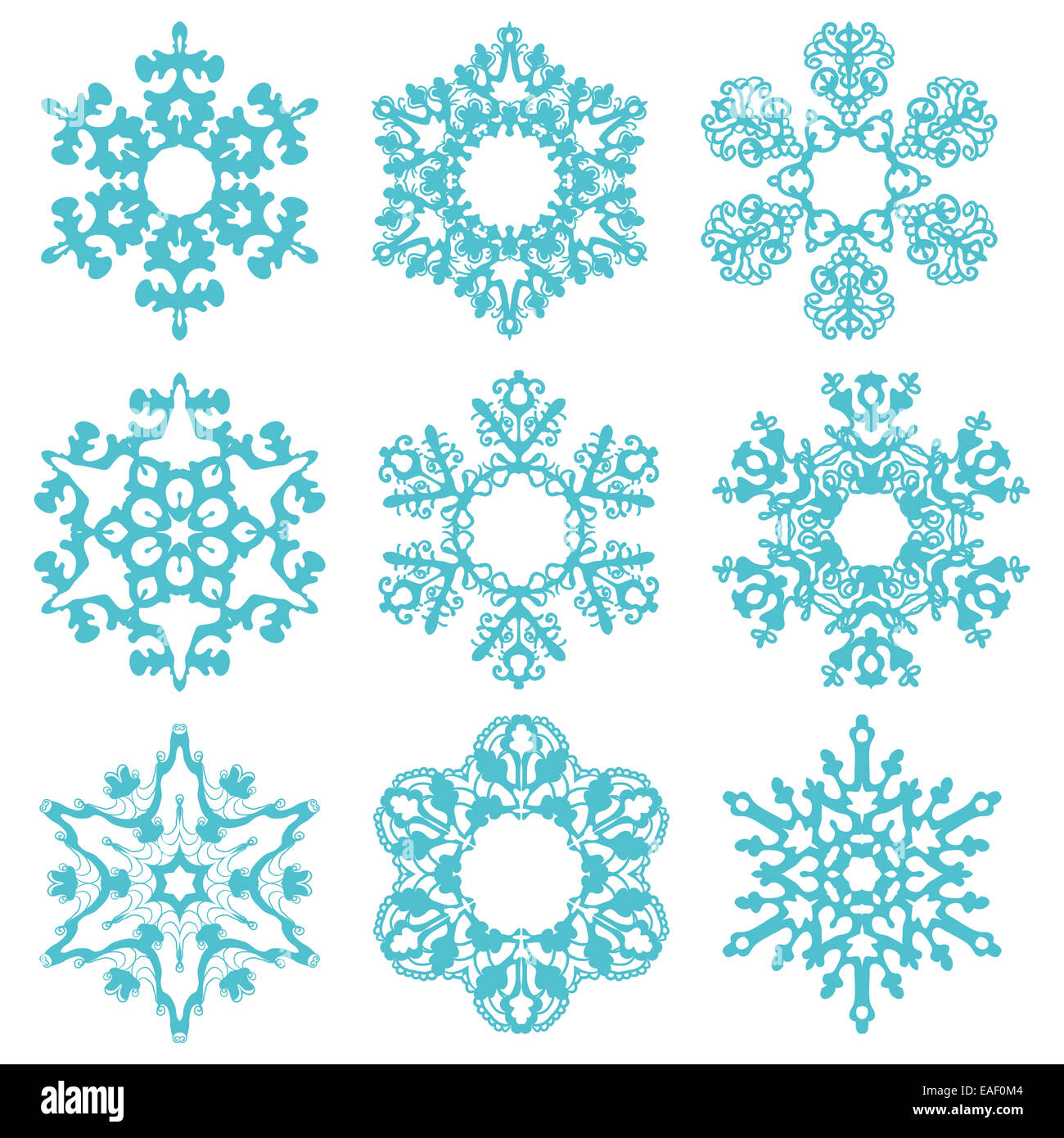Set blue snowflakes isolated on a white background Stock Photo - Alamy