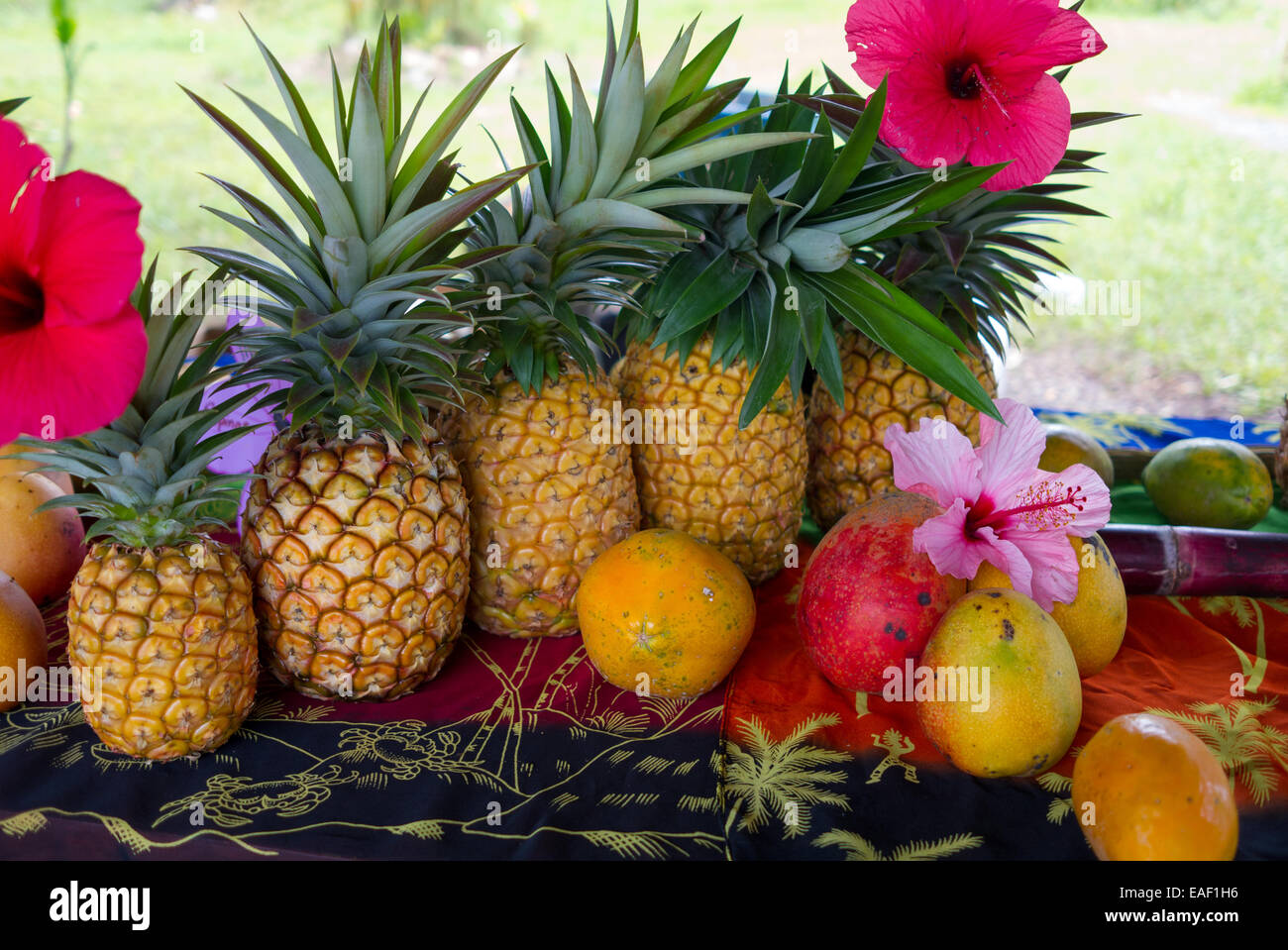 Pineapples for sale in Big Island Hawaii USA Stock Photo Alamy