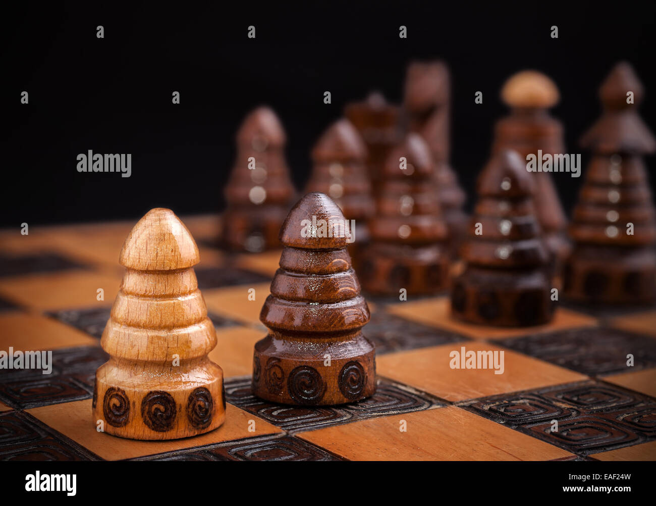 Chess, one against all concept. Stock Photo