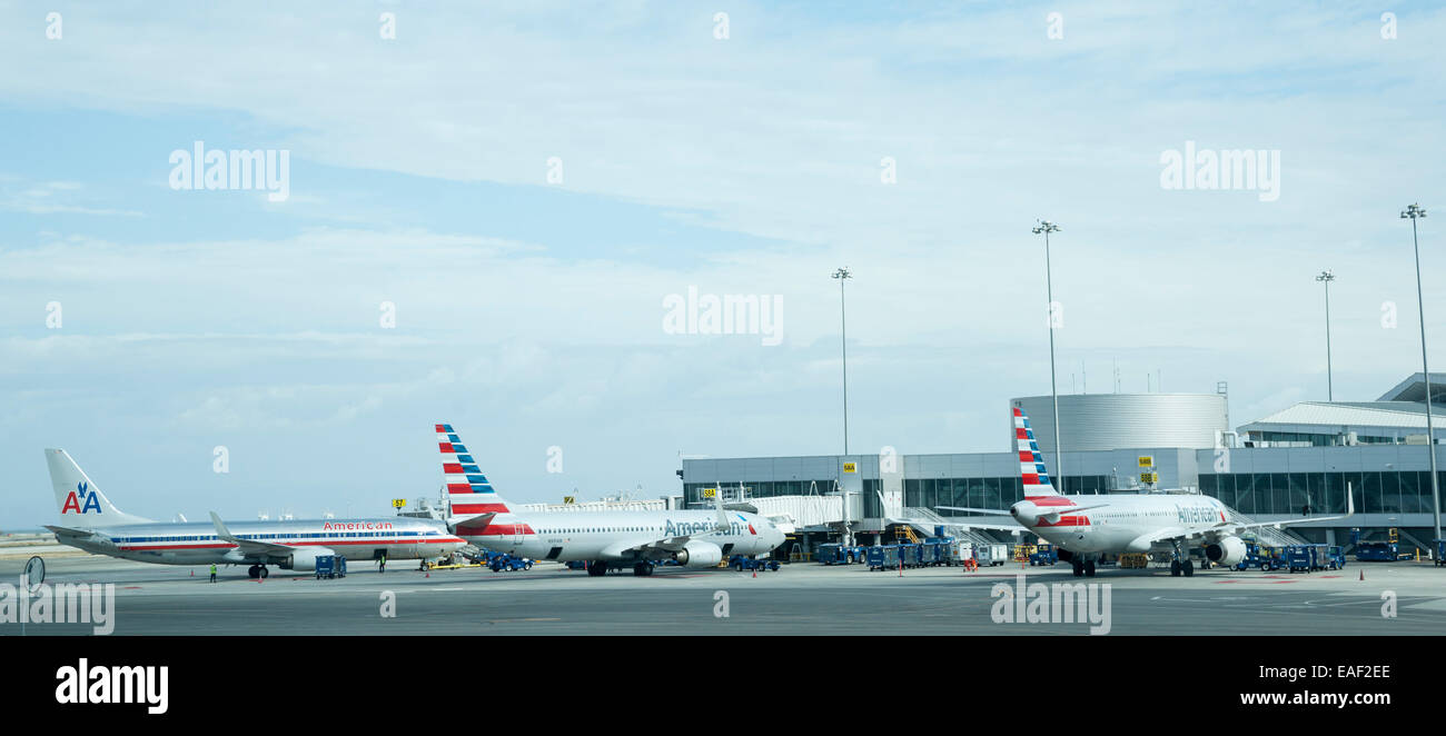 American Airline planes on tarmac at San Francisco Airport. Stock Photo