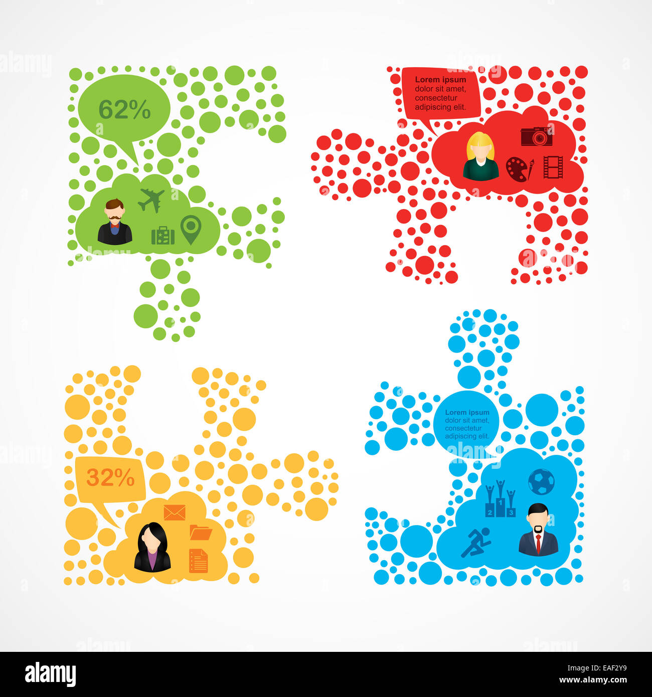 Colorful Social Media Team Work User People On Puzzle Shape Concept Stock Photo Alamy