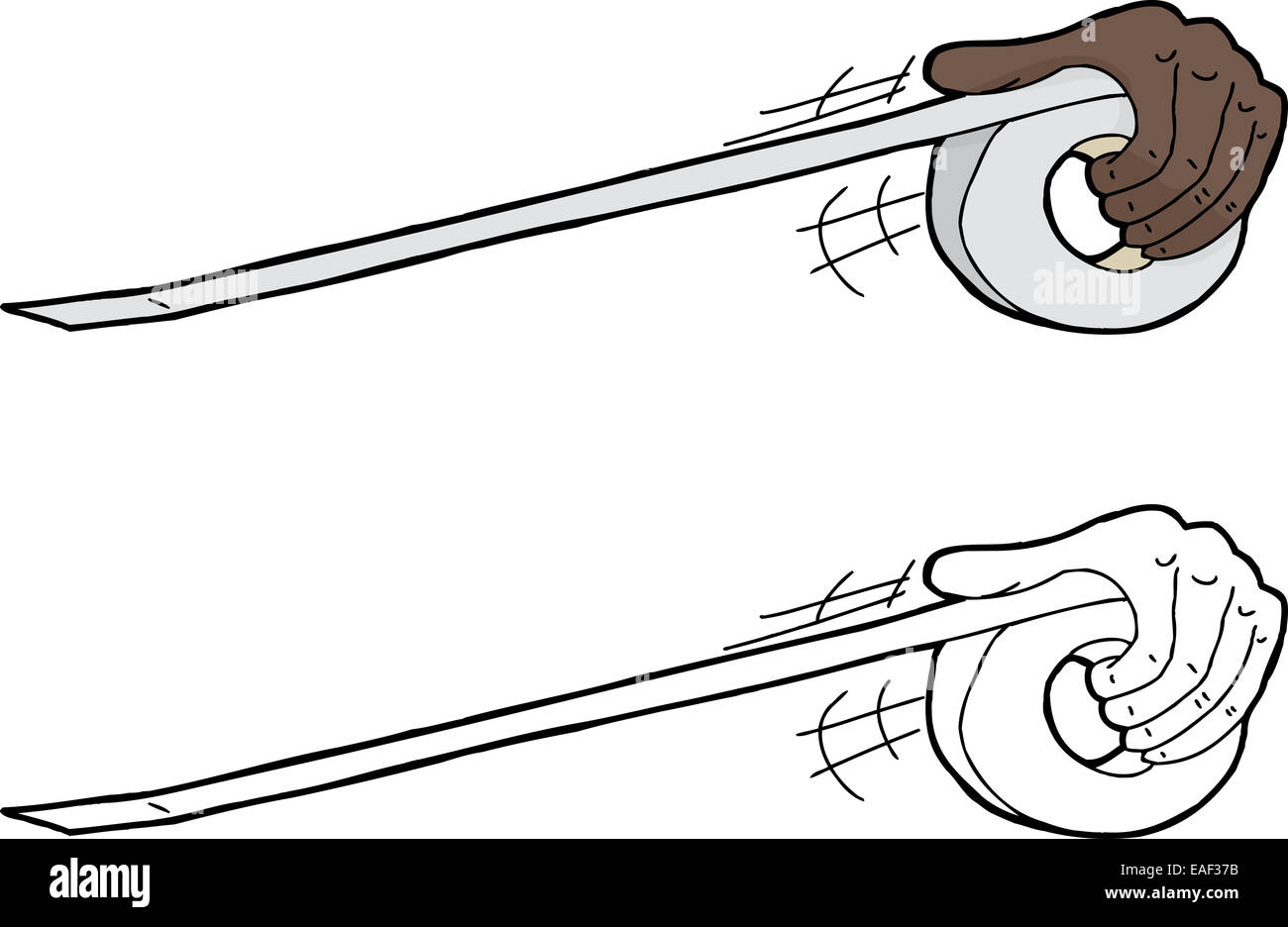 Hand pulling roll of duct tape over white Stock Photo Alamy