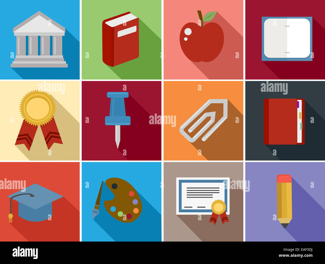 Flat icons concept design set for Education and Back to school. Website and app elements. EPS10 vector file organized in layers Stock Photo
