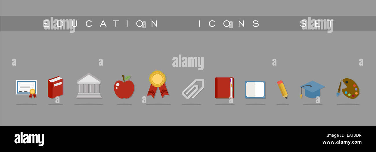 Set of flat design concept icons for Education and Back to school. Website and app elements. EPS10 vector file organized in laye Stock Photo