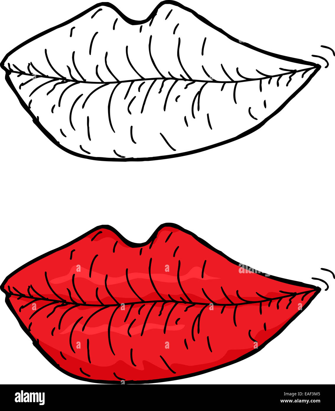 Red and outlined chapped wrinkled lip cartoons Stock Photo Alamy