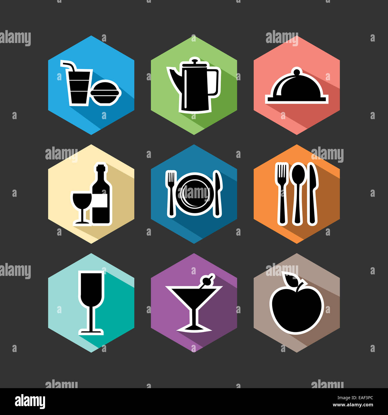 Food and restaurant set of flat icons design. Website, menu and app ...